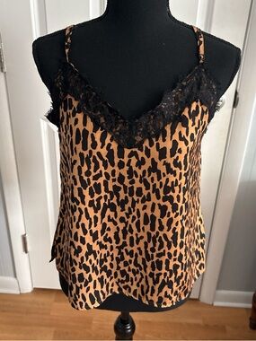 bp Leopard Print Lace-Trim Cami - Black & Tan